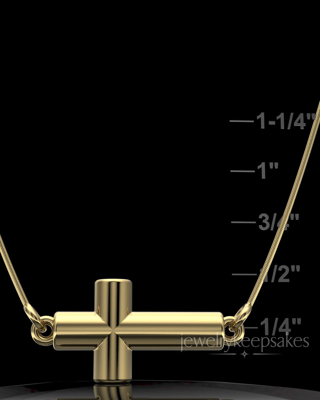 Gold Plated Horizontal Cross Permanently Sealed Waterproof Keepsake Jewelry
