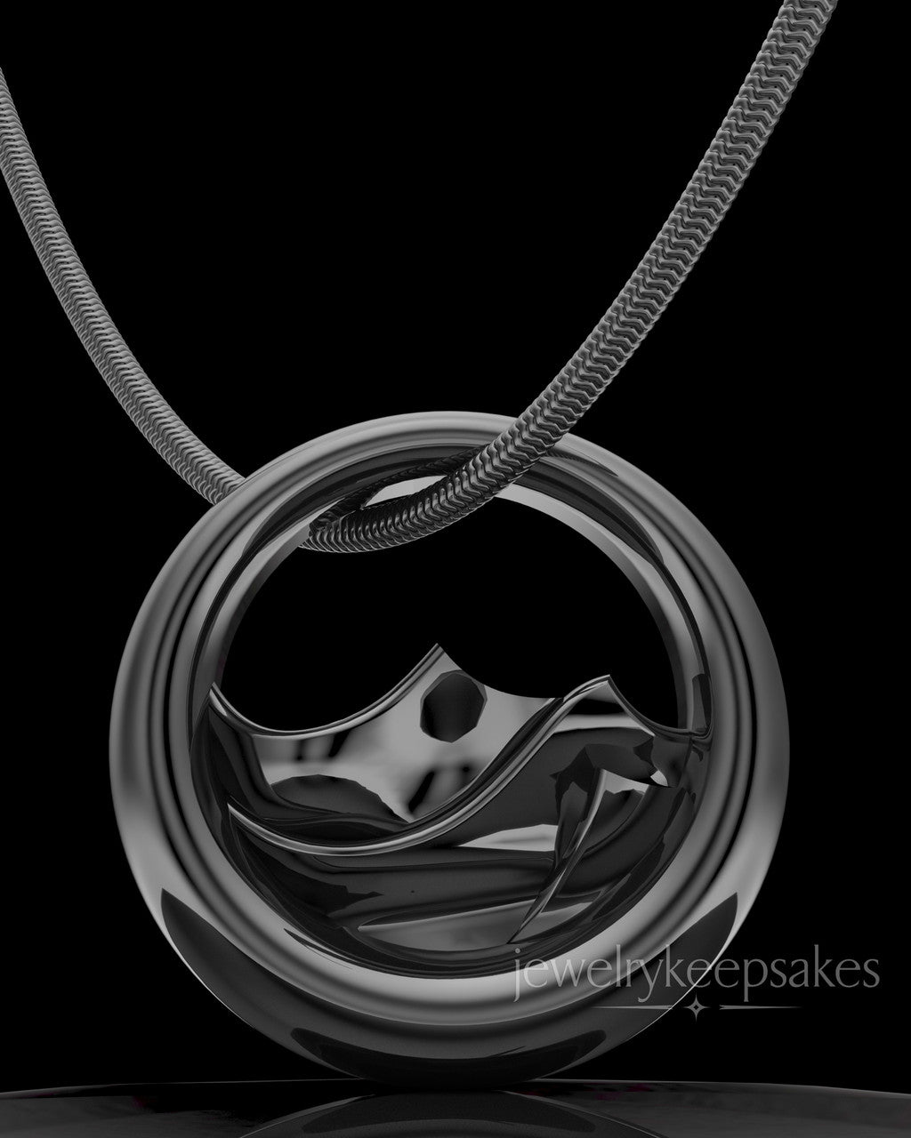 Black Plated Mountains of Memories Permanently Sealed Waterproof Jewelry