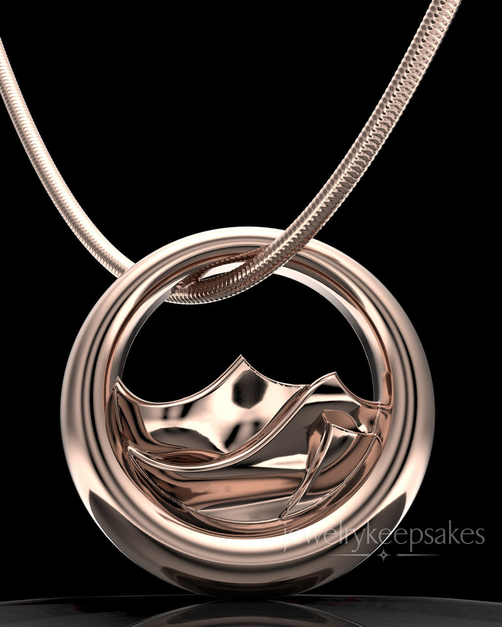 Rose Gold Plated Mountains of Memories Permanently Sealed Waterproof Jewelry