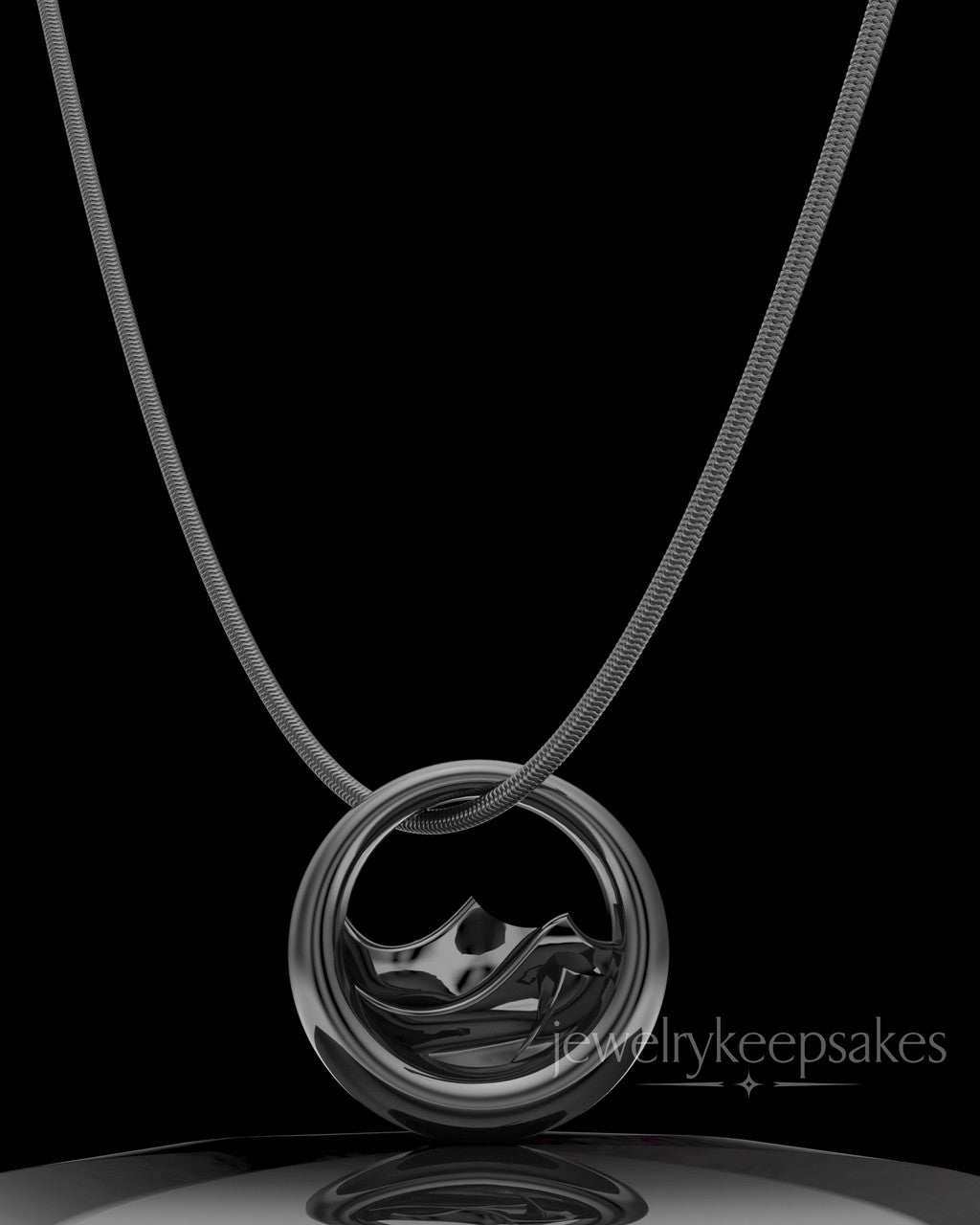 Black Plated Mountains of Memories Permanently Sealed Waterproof Jewelry