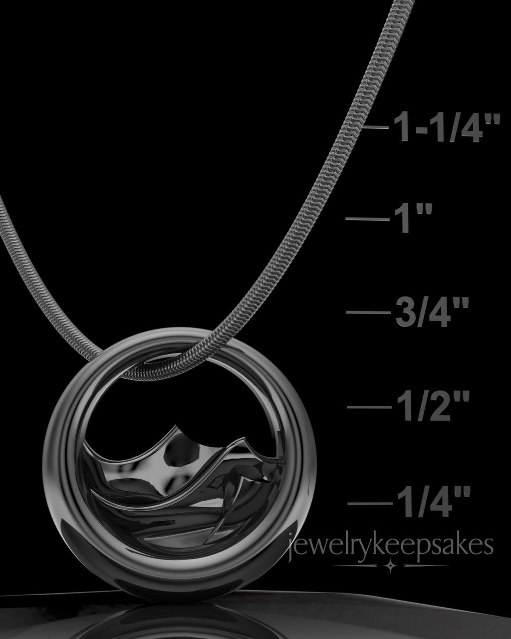 Black Plated Mountains of Memories Permanently Sealed Waterproof Jewelry