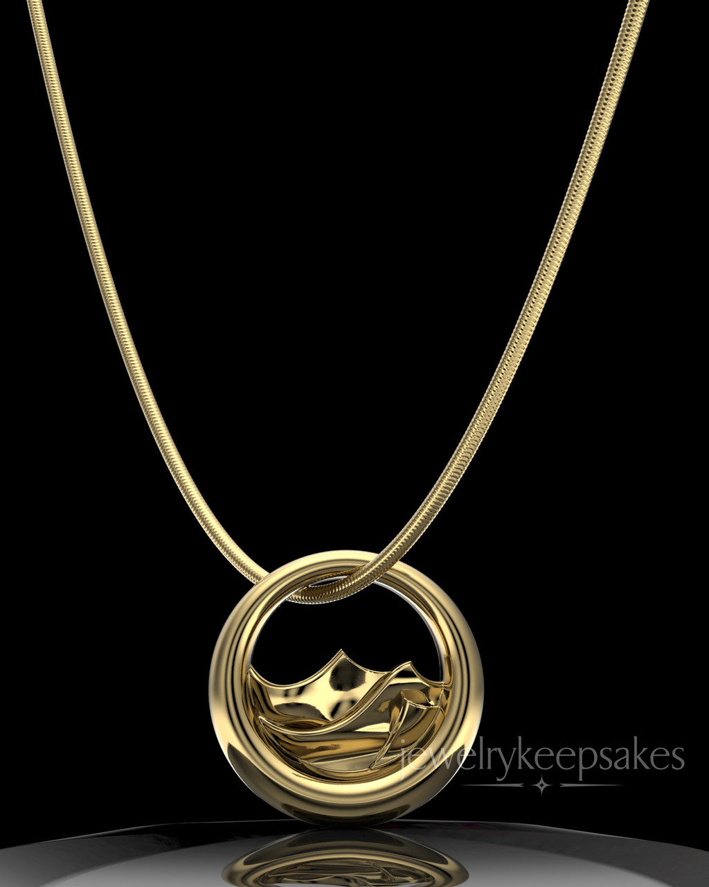 Gold Plated Mountains of Memories Permanently Sealed Waterproof Jewelry