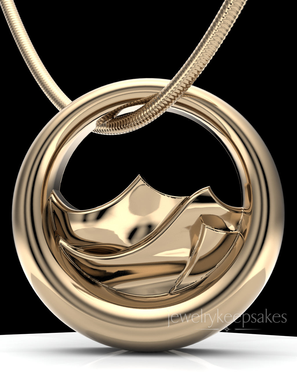 Solid 14k Gold Mountains of Memories Permanently Sealed Waterproof Jewelry