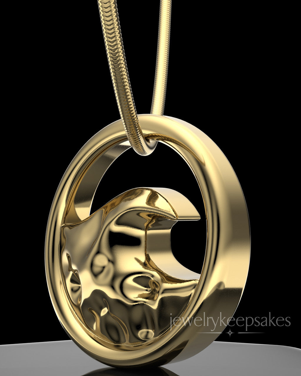 Gold Plated Ocean Waves Permanently Sealed Waterproof Keepsake Jewelry