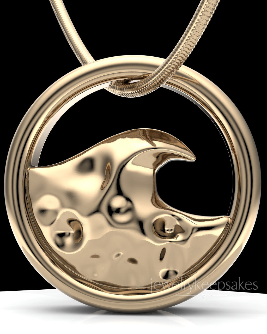 Solid 14k Gold Ocean Waves Permanently Sealed Keepsake Waterproof Jewelry