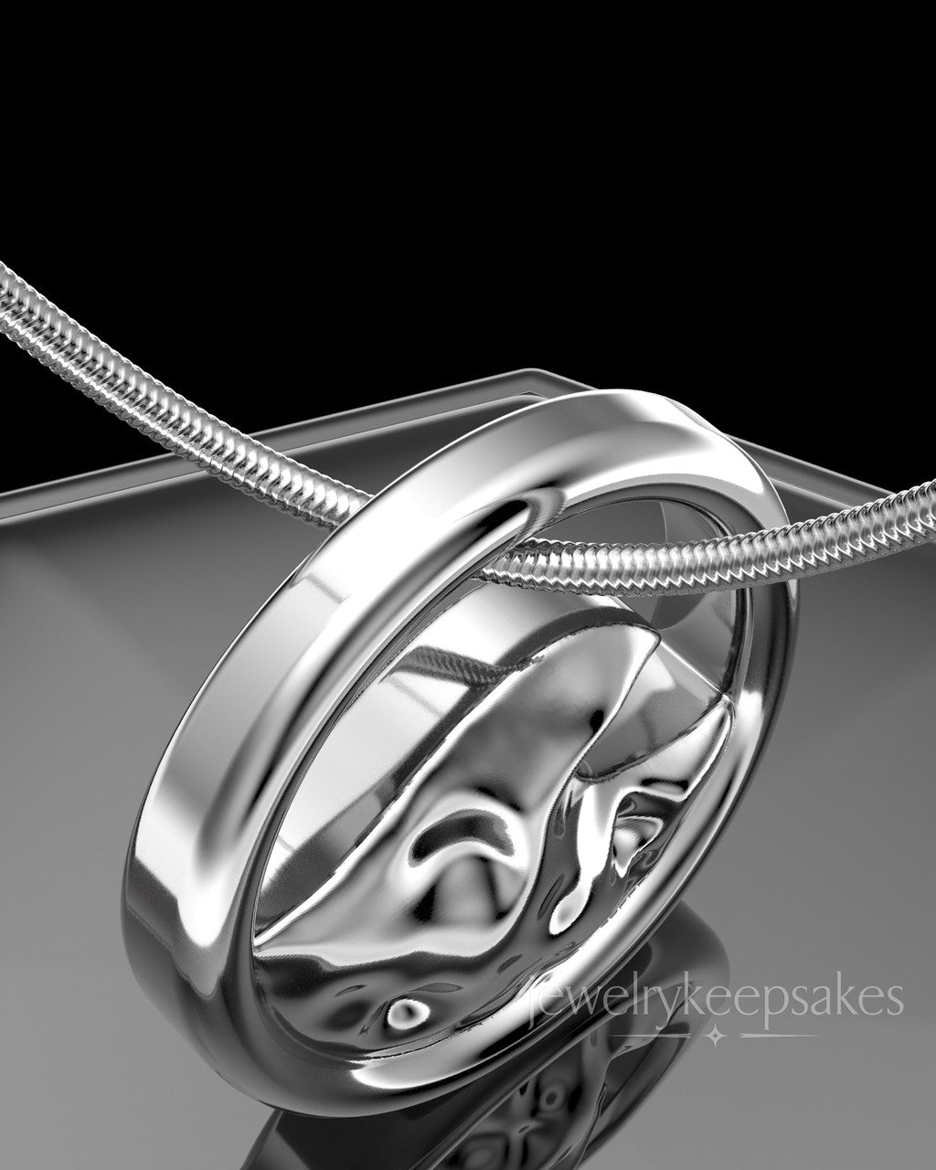 Solid 14K White Gold Ocean Waves Permanently Sealed Waterproof Keepsake Jewelry