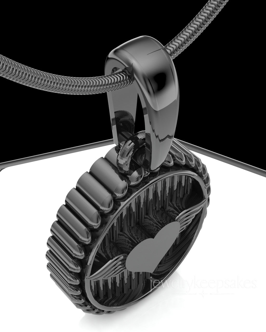 Black Plated Oval In Love Permanently Sealed Waterproof Keepsake Jewelry