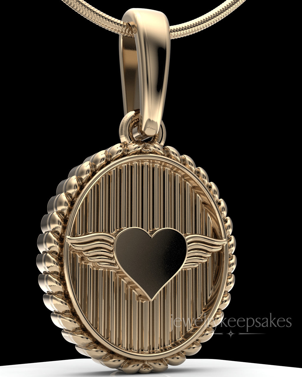 Solid 14K Gold Oval In Love Permanently Sealed Waterproof Keepsake Jewelry
