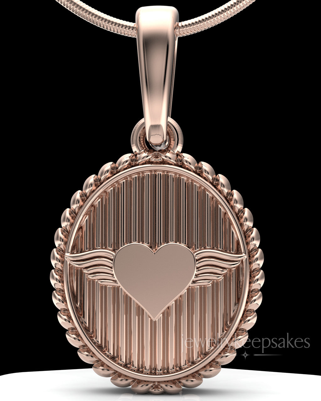 Rose Gold Plated Oval In Love Permanently Sealed Waterproof Keepsake Jewelry