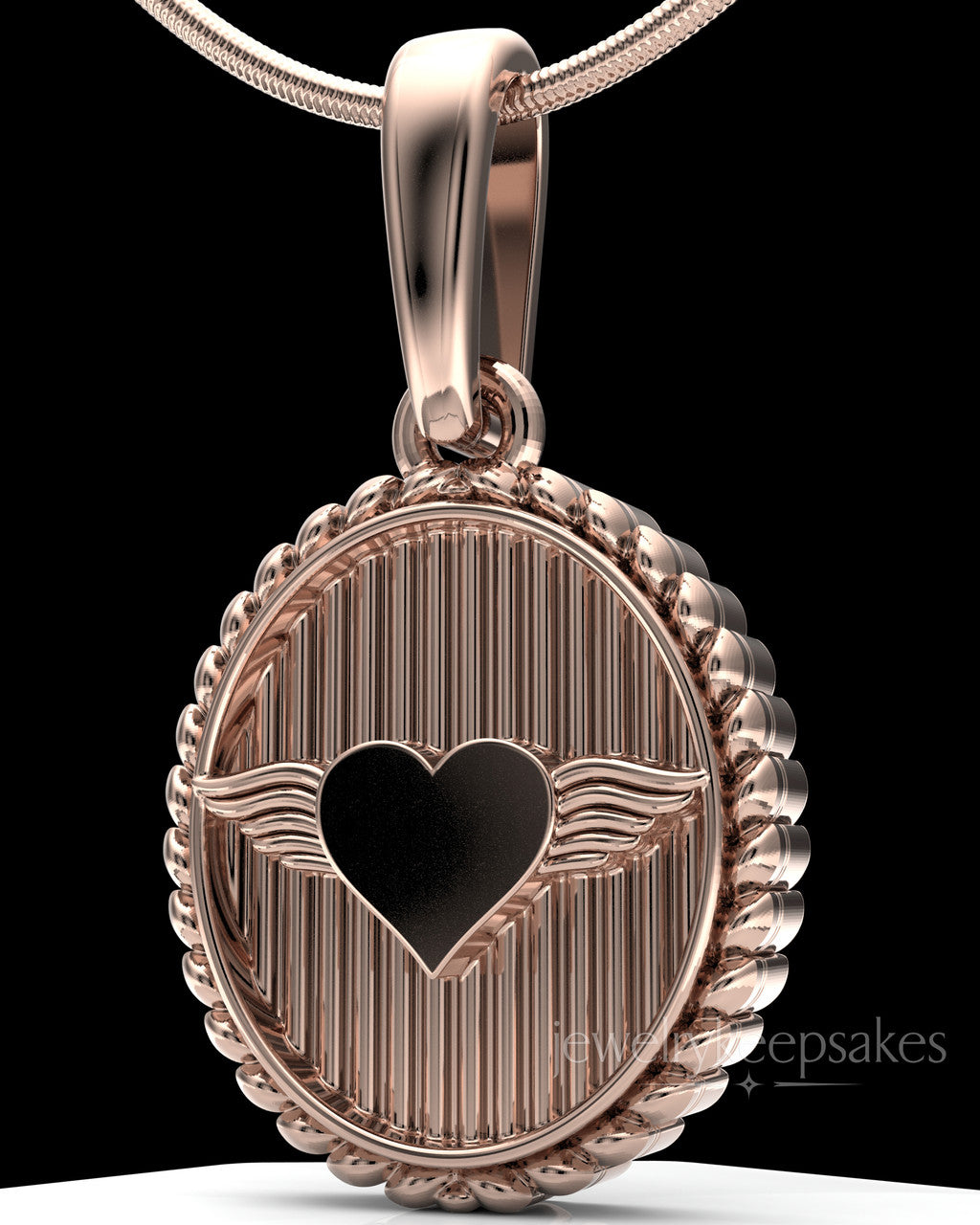 Rose Gold Plated Oval In Love Permanently Sealed Waterproof Keepsake Jewelry