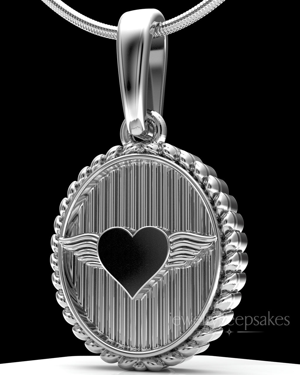 Sterling Silver Oval In Love Permanently Sealed Waterproof Keepsake Jewelry