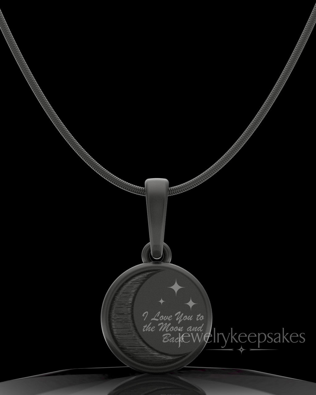 Black Plated Moon and Back Permanently Sealed Waterproof Keepsake Jewelry