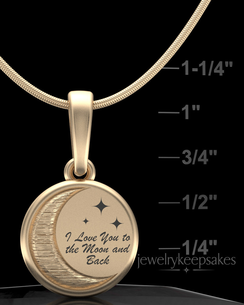 Solid 14k Gold Moon and Back Permanently Sealed Waterproof Keepsake Jewelry
