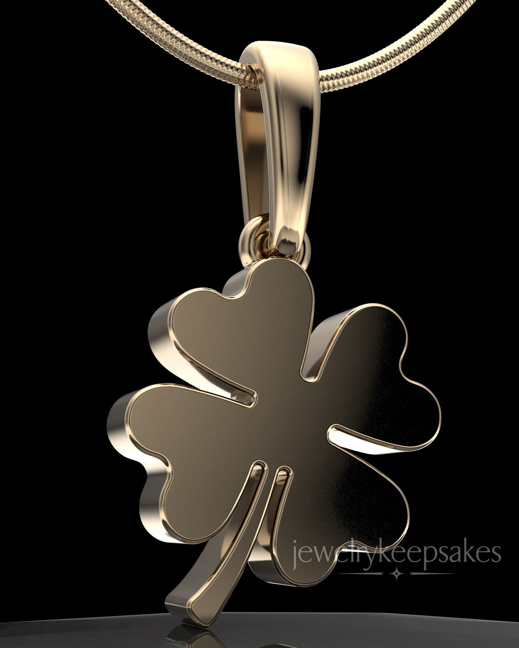Solid 14k Gold My Lucky Clover Permanently Sealed Waterproof Keepsake Jewelry