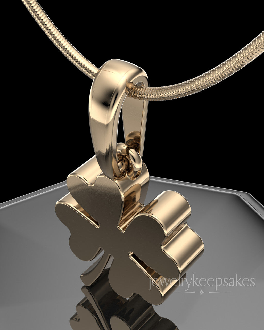 Solid 14k Gold My Lucky Clover Permanently Sealed Waterproof Keepsake Jewelry