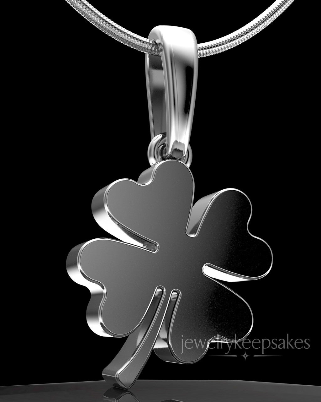Solid 14k White Gold My Lucky Clover Permanently Sealed Waterproof Keepsake Jewelry