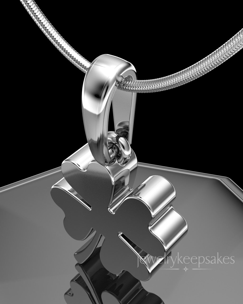 Solid 14k White Gold My Lucky Clover Permanently Sealed Waterproof Keepsake Jewelry