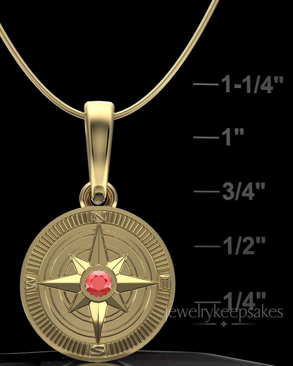 Gold Plated Compass Permanently Sealed Waterproof Keepsake Jewelry