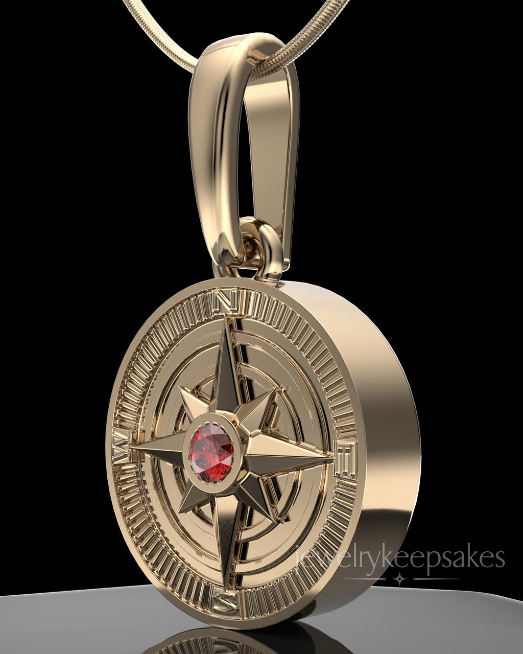 Solid 14K Gold Compass Permanently Sealed Waterproof Keepsake Jewelry