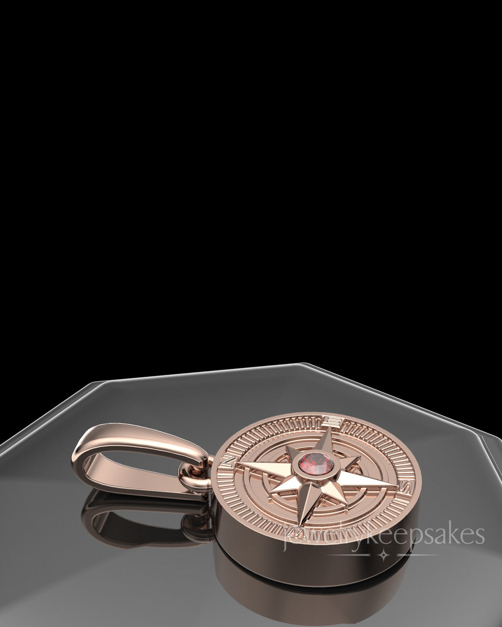 Rose Gold Plated Compass Permanently Sealed Waterproof Keepsake Jewelry