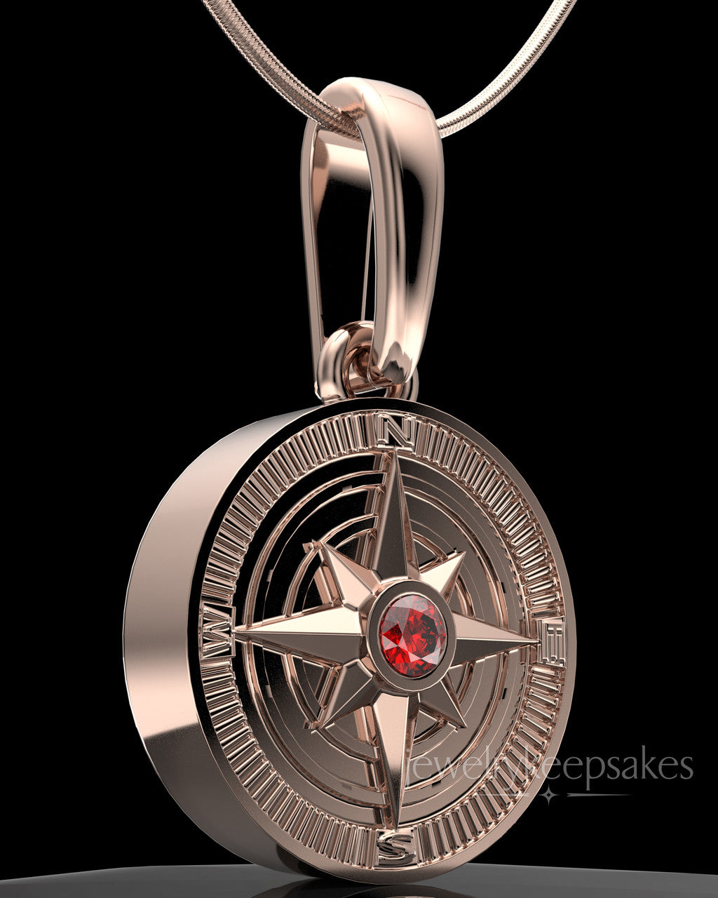 Rose Gold Plated Compass Permanently Sealed Waterproof Keepsake Jewelry