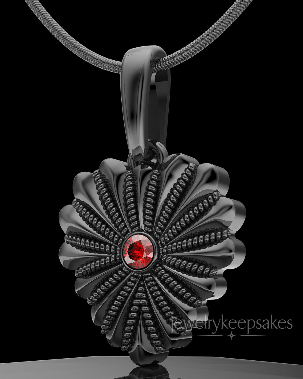 Black Plated Rodeo Birthstone Heart Permanently Sealed Waterproof Keepsake Jewelry