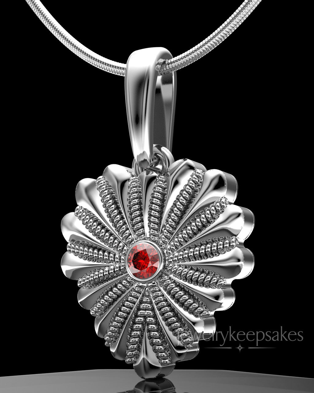 Sterling Silver Rodeo Birthstone Heart Permanently Sealed Waterproof Keepsake Jewelry