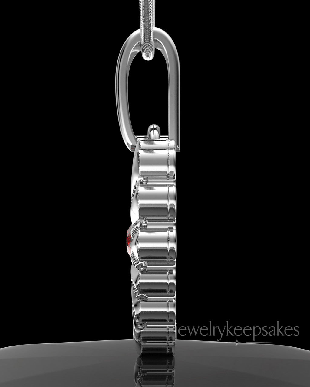 Solid 14K White Gold Rodeo Birthstone Heart Permanently Sealed Waterproof Keepsake Jewelry