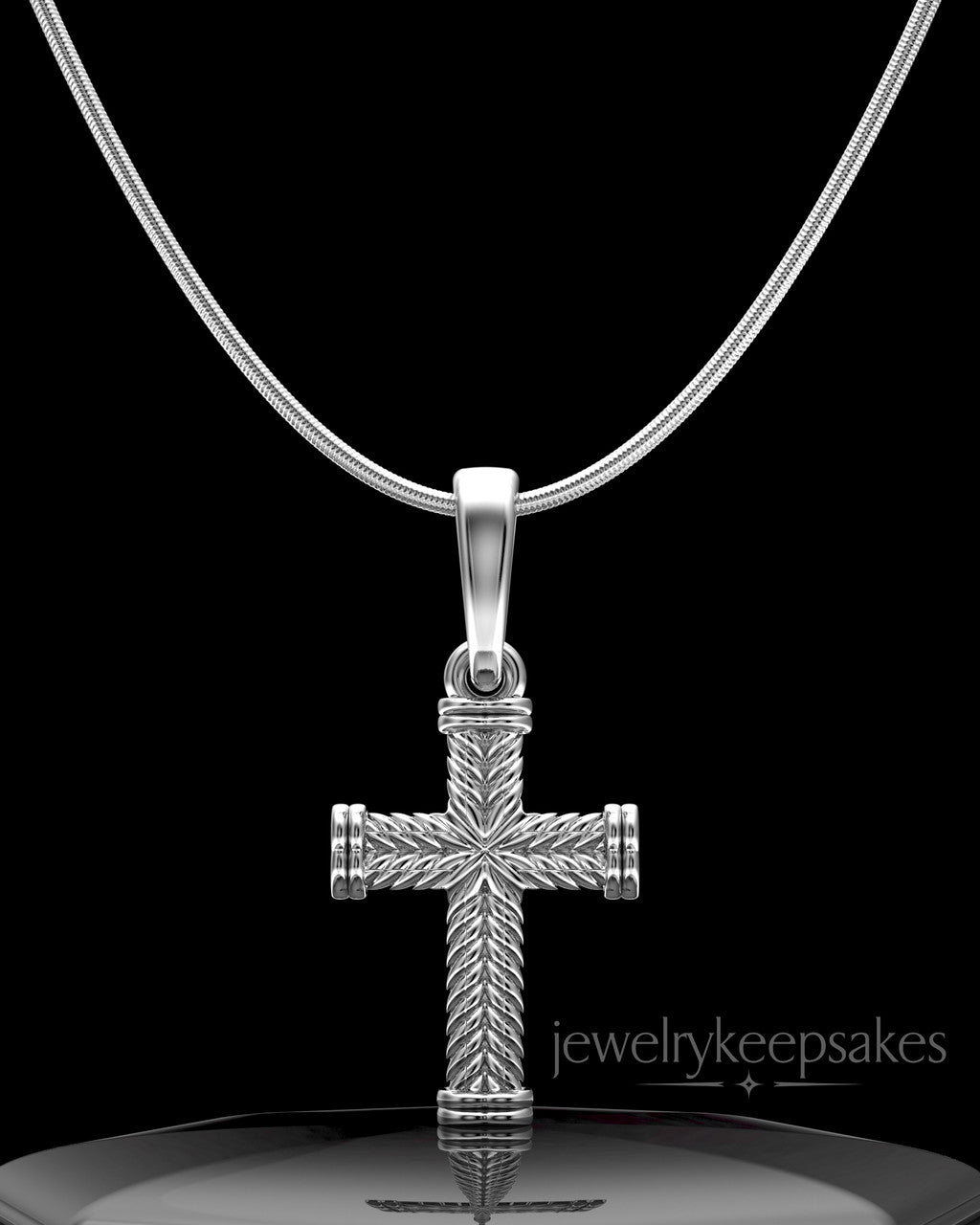 Sterling Silver Braided Cross Permanently Sealed Waterproof Keepsake Jewelry