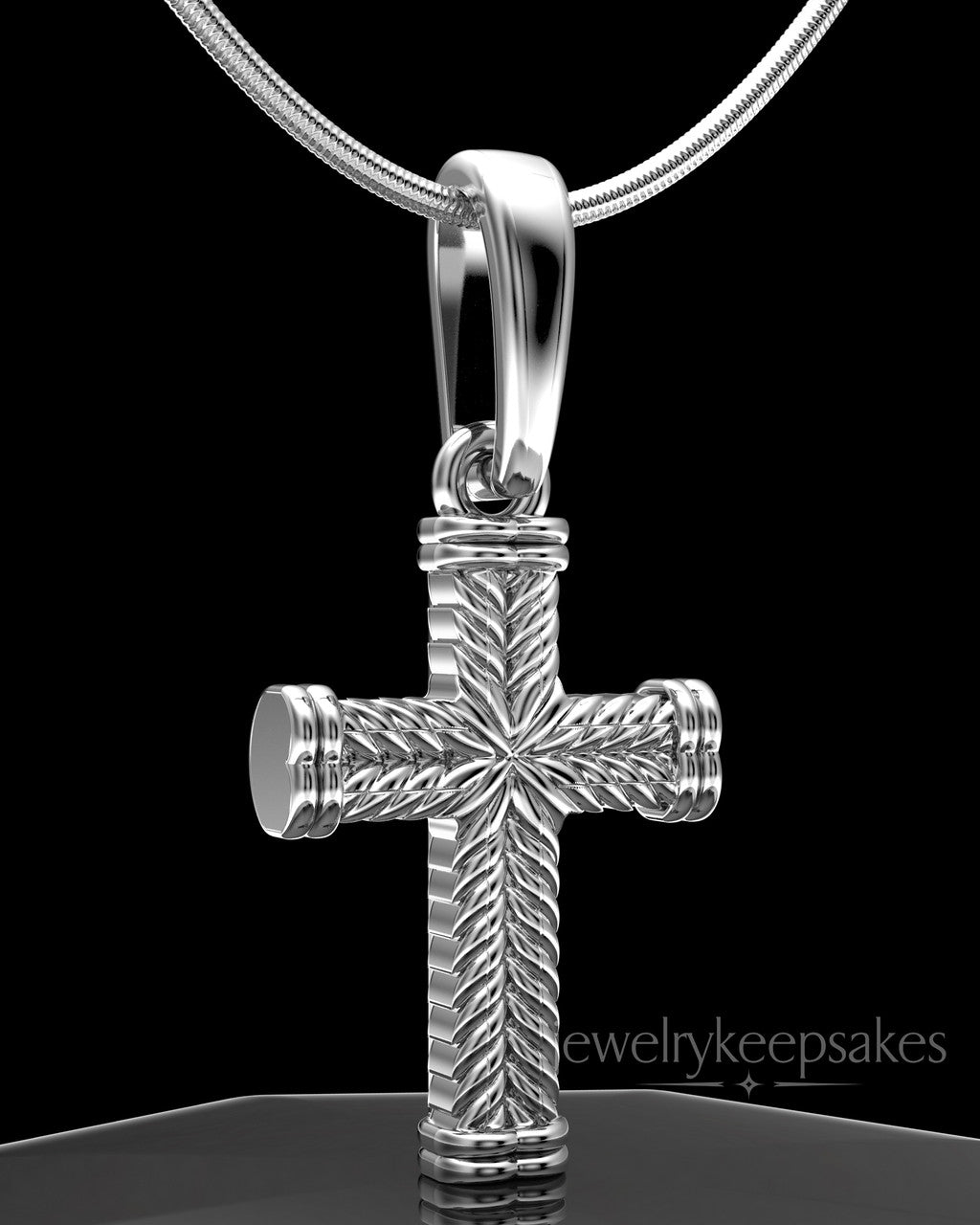 Sterling Silver Braided Cross Permanently Sealed Waterproof Keepsake Jewelry