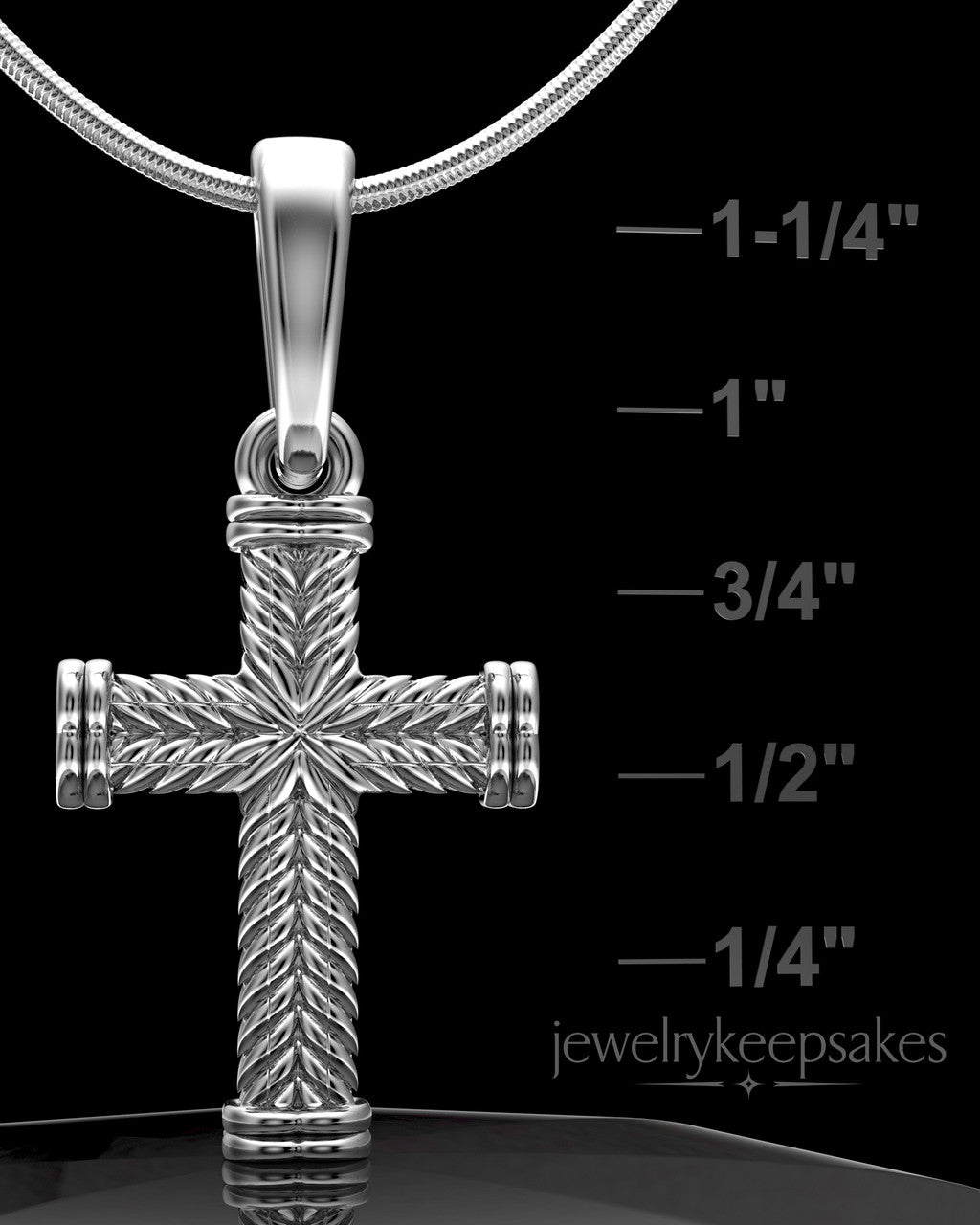 Solid 14k White Gold Braided Cross Permanently Sealed Waterproof Keepsake Jewelry