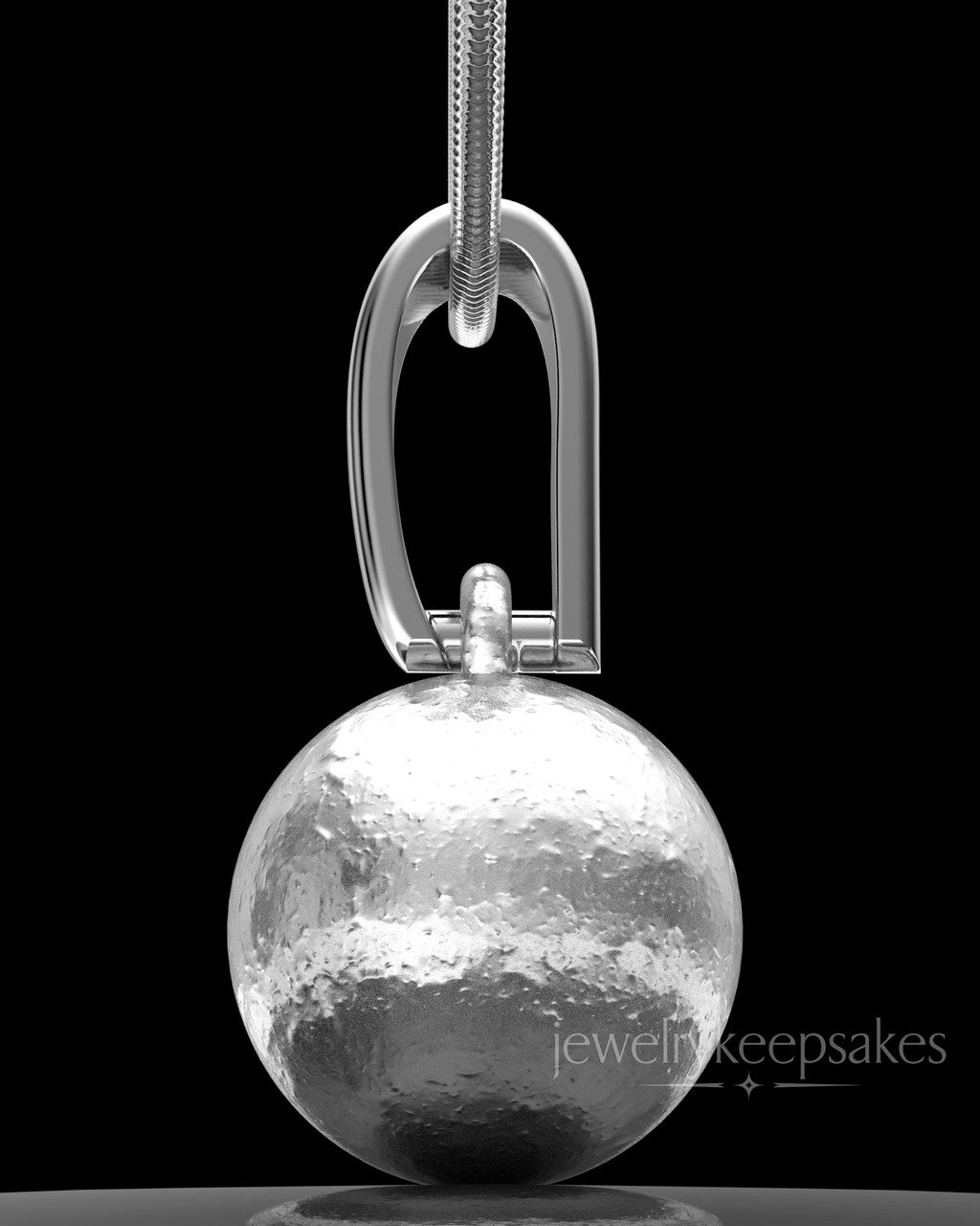 Solid 14K White Gold Spherical Permanently Sealed Waterproof Keepsake Jewelry