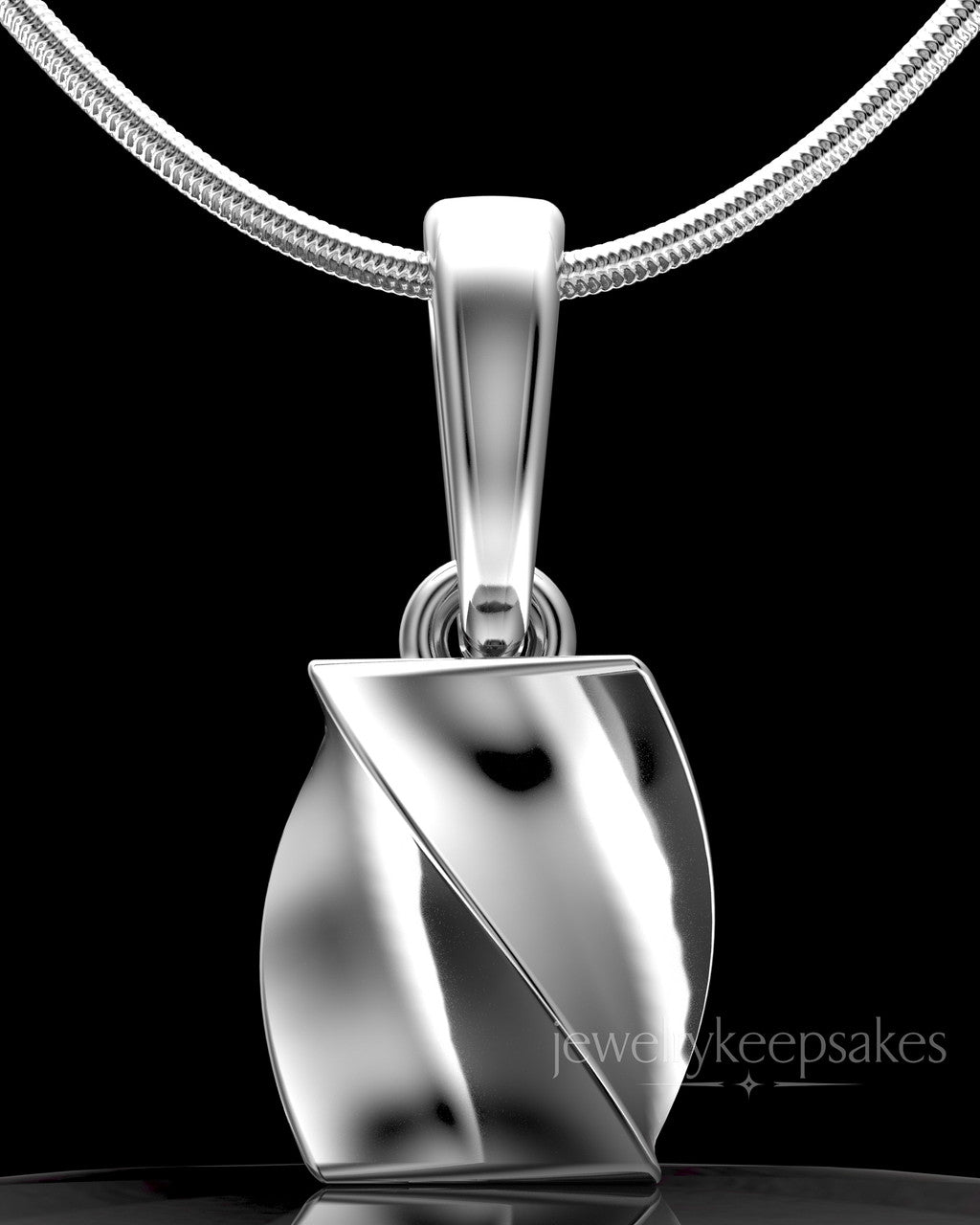 Sterling Silver Twisted Rectangle Permanently Sealed Waterproof Keepsake Jewelry