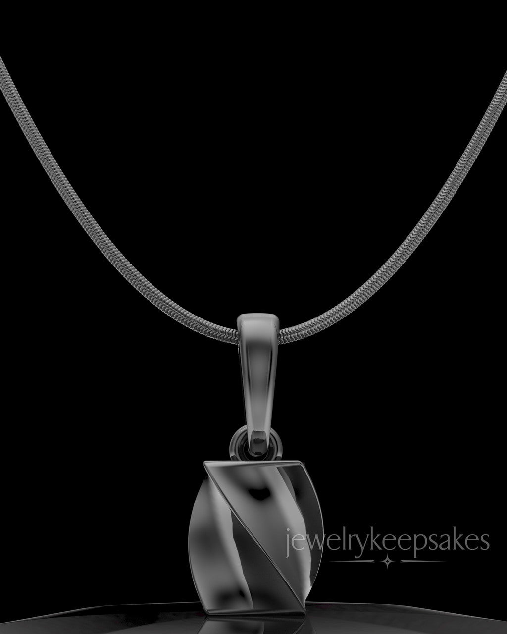 Black Plated Twisted Rectangle Permanently Sealed Waterproof Keepsake Jewelry