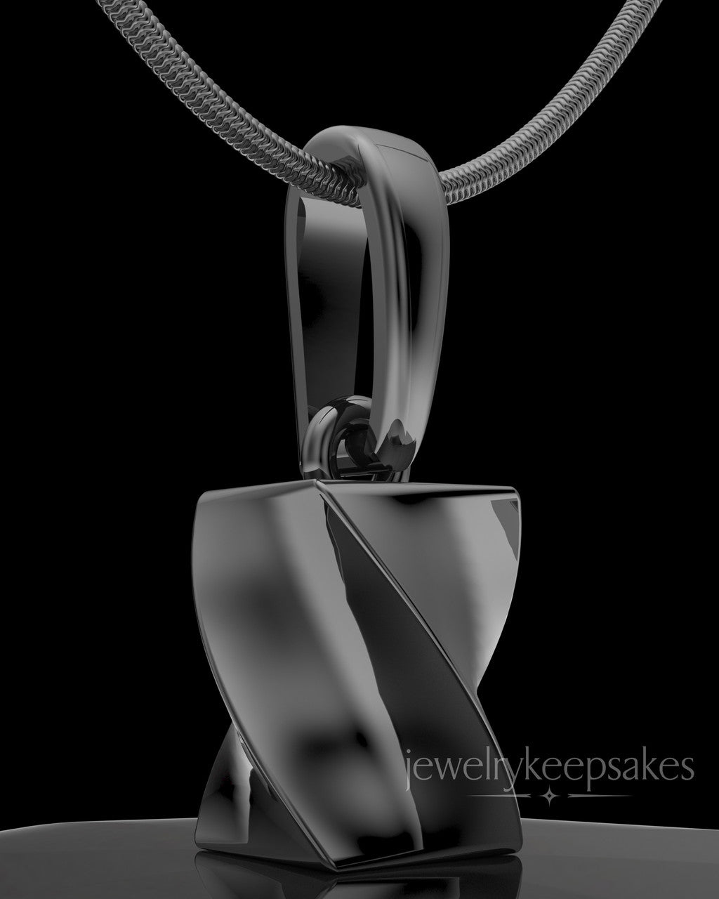 Black Plated Twisted Rectangle Permanently Sealed Waterproof Keepsake Jewelry
