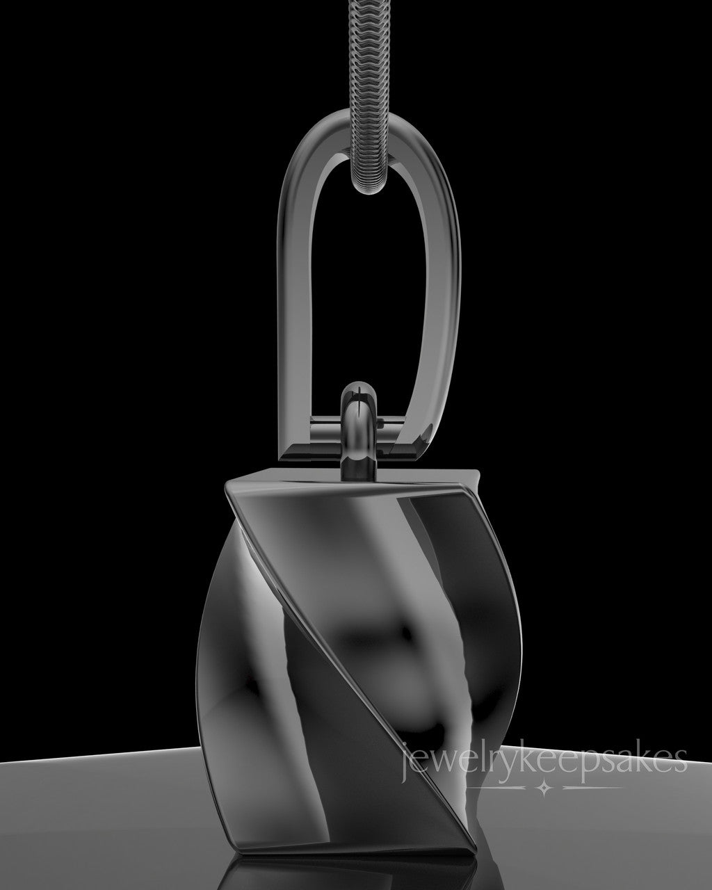 Black Plated Twisted Rectangle Permanently Sealed Waterproof Keepsake Jewelry