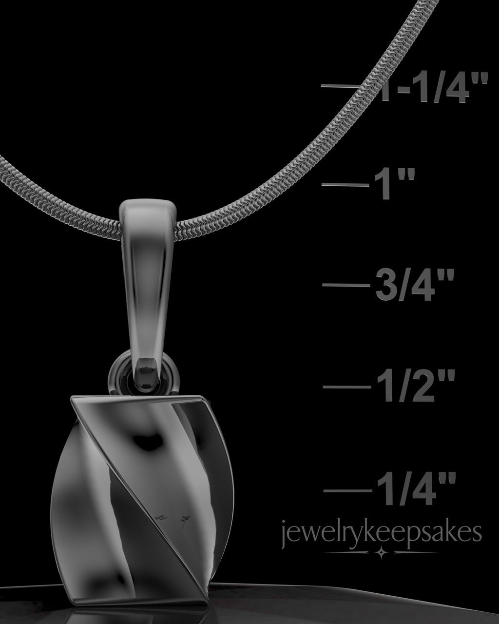 Black Plated Twisted Rectangle Permanently Sealed Waterproof Keepsake Jewelry