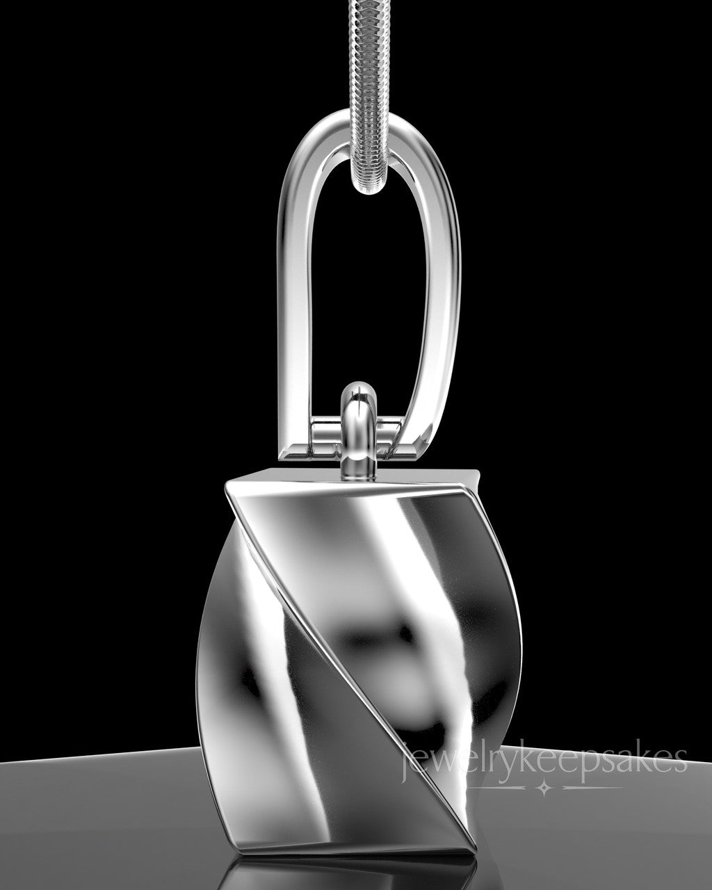 Sterling Silver Twisted Rectangle Permanently Sealed Waterproof Keepsake Jewelry