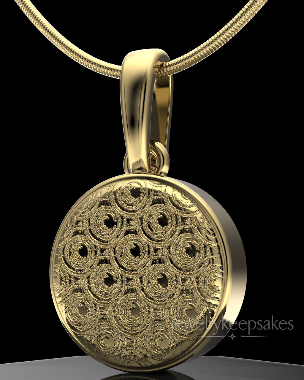 Gold Plated Patterned Round Permanently Sealed Waterproof Keepsake Jewelry