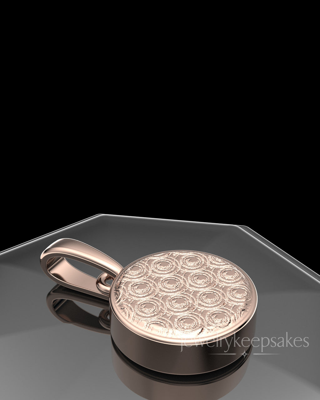 Rose Gold Plated Patterned Round Permanently Sealed Waterproof Keepsake Jewelry