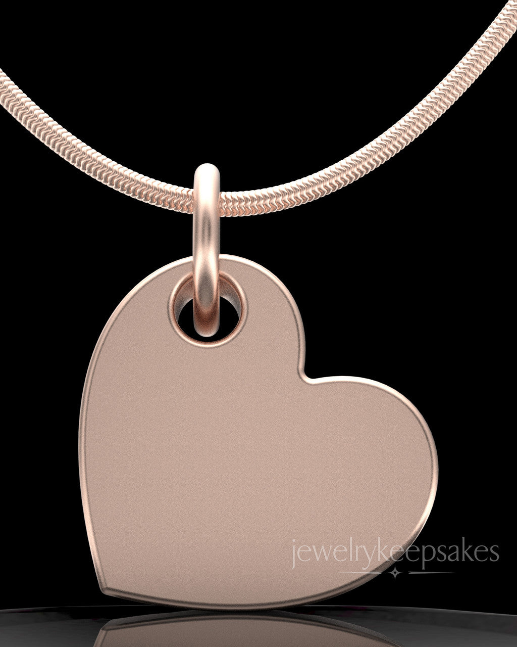 Rose Gold Plated Angled Heart Permanently Sealed Waterproof Keepsake Jewelry