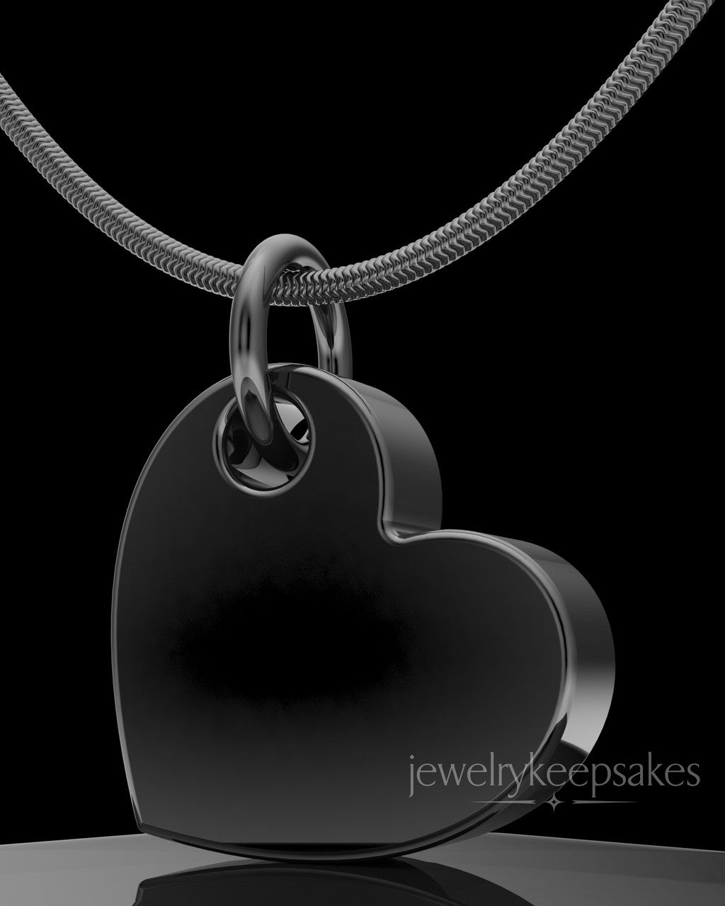 Black Plated Angled Heart Permanently Sealed Waterproof Keepsake Jewelry