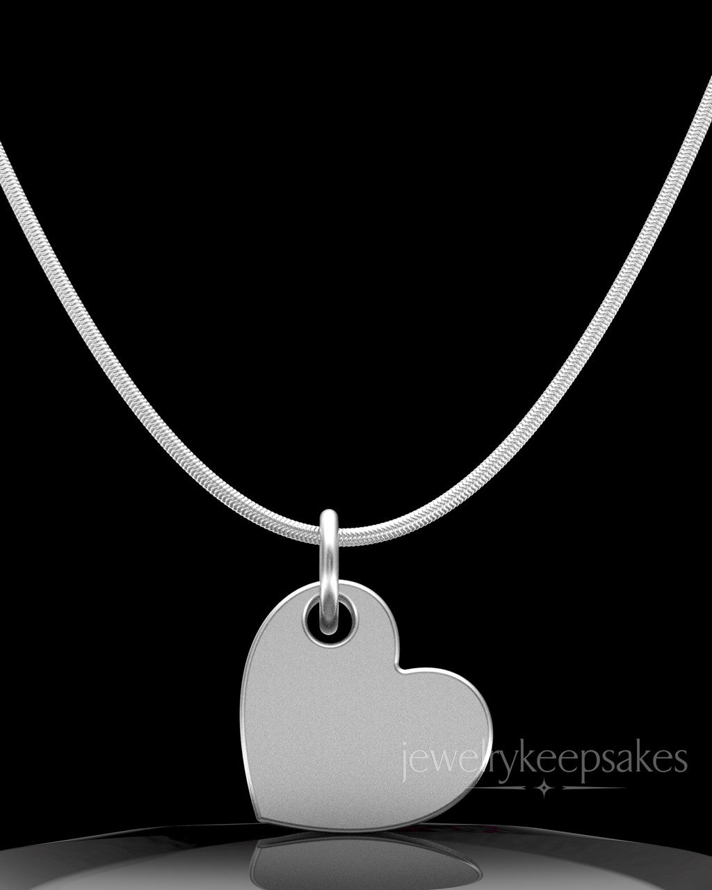 Solid 14k White Gold Angled Heart Permanently Sealed Waterproof Keepsake Jewelry