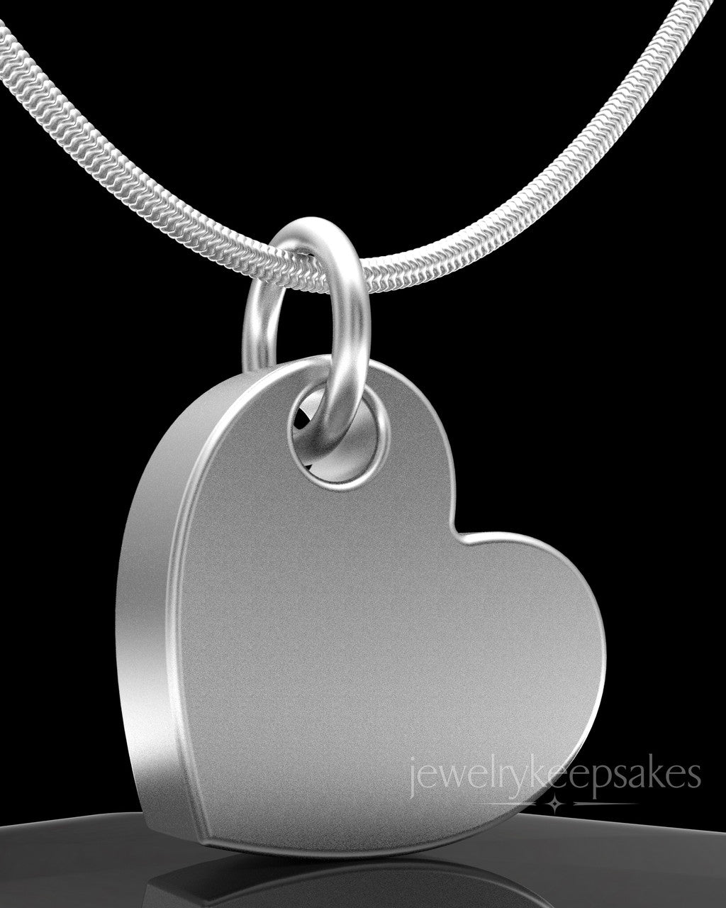 Solid 14k White Gold Angled Heart Permanently Sealed Waterproof Keepsake Jewelry