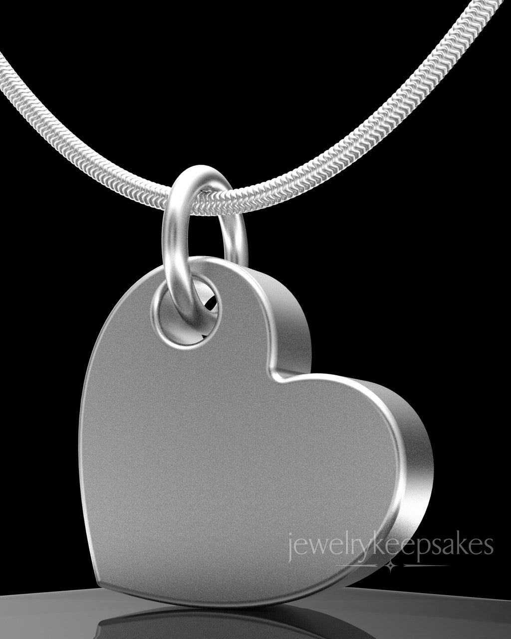 Solid 14k White Gold Angled Heart Permanently Sealed Waterproof Keepsake Jewelry