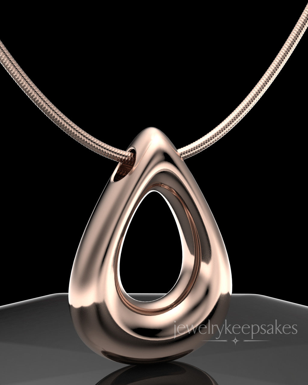 Rose Gold Plated Permanently Sealed Teardrop Waterproof Keepsake Jewelry