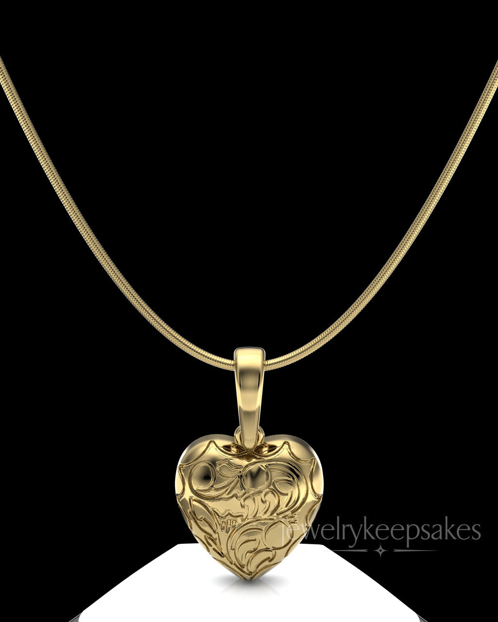 Gold Plated Etched Heart Permanently Sealed Waterproof Cremation Pendant