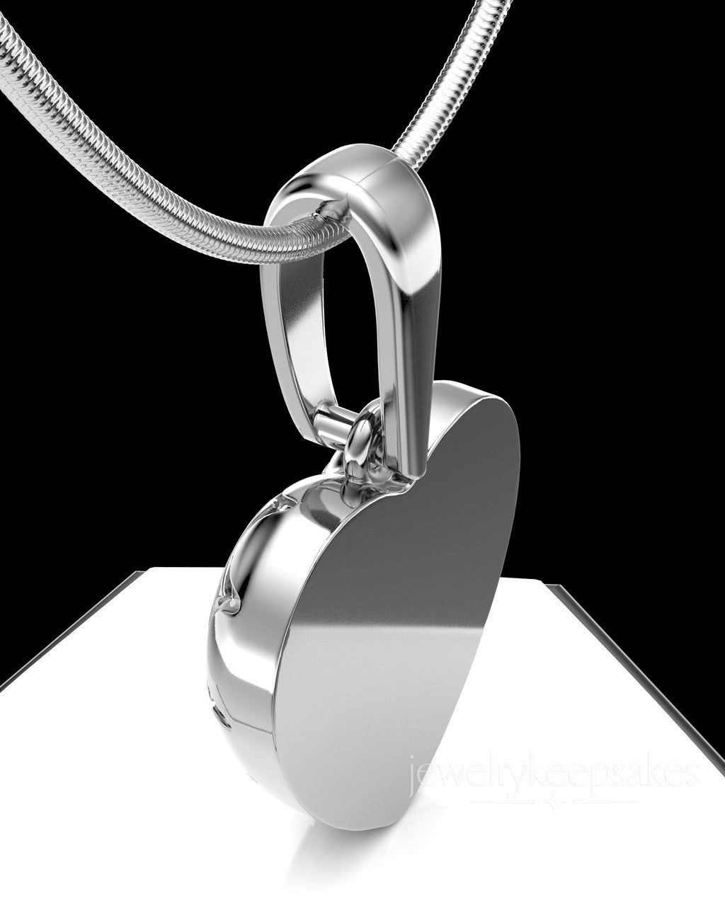 Solid 14k White Gold Etched Heart Permanently Sealed Waterproof Cremation Pendant