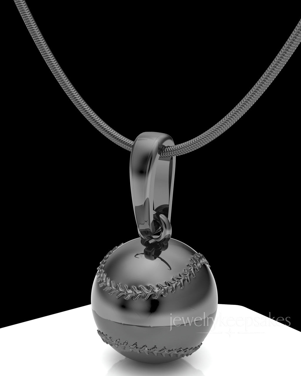 Black Plated Baseball Permanently Sealed Waterproof Cremation Pendant