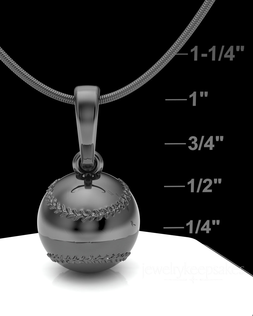 Black Plated Baseball Permanently Sealed Waterproof Cremation Pendant